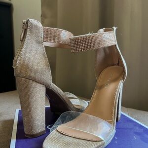 TOP Moda Gold Block Heel Sandals